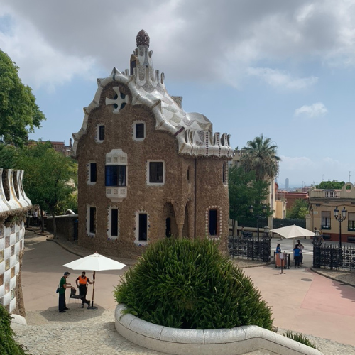 Empty Park Guell during pandemic